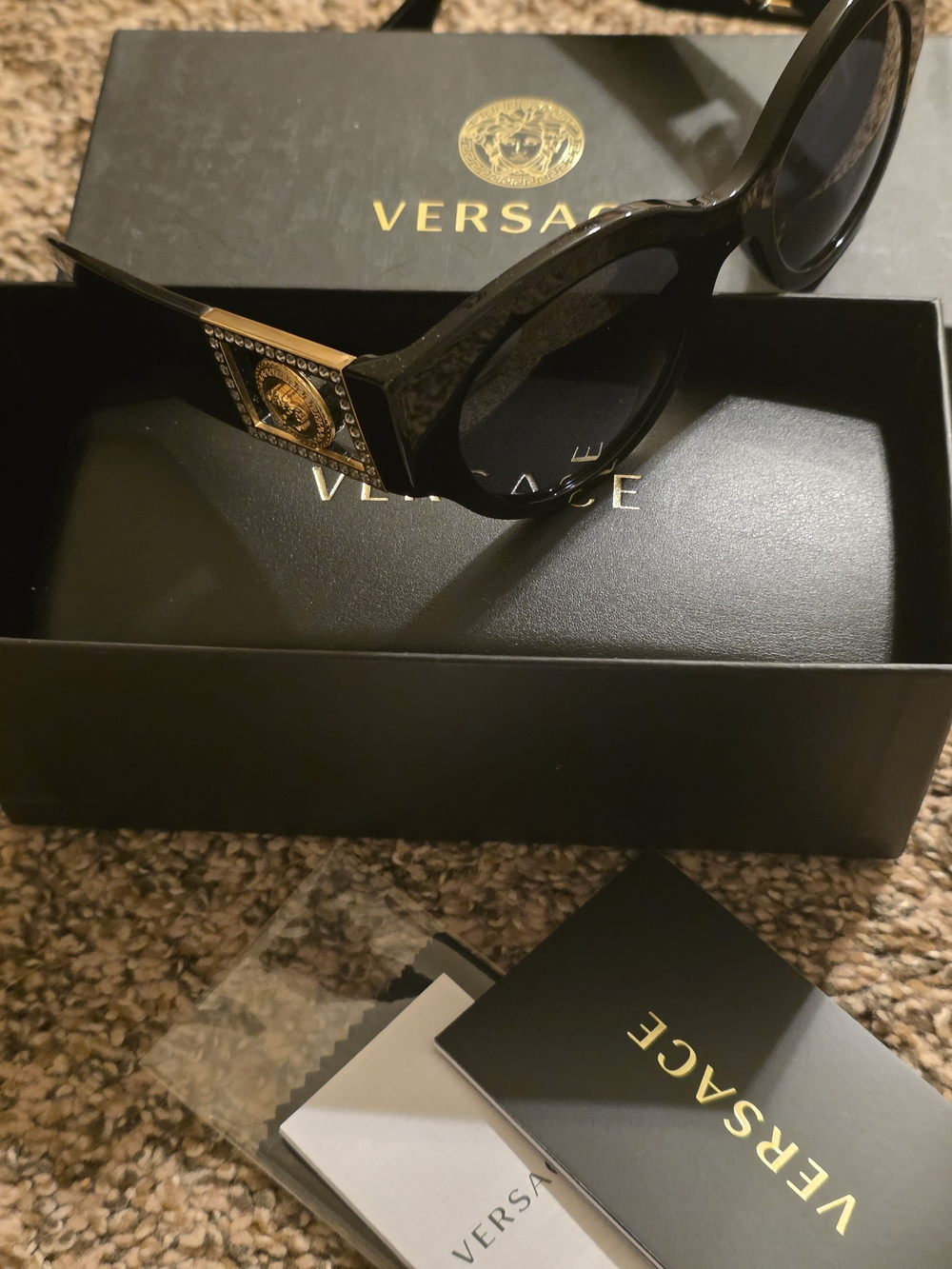 Versace Black Sunglasses with Gold Medusa Accents/ BNWT/FULL INCLUSION